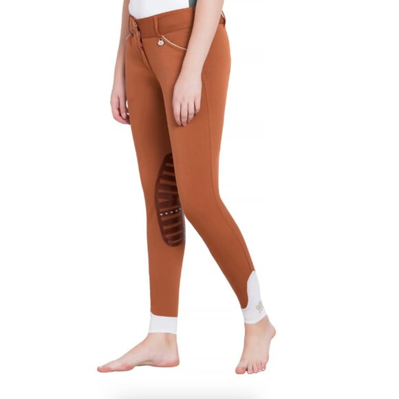 RUST George H Morris Ladies Add Back Silicone Knee Patch Breeches - Picture 4 of 6